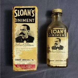 Antique Medicine Bottle With Box (Sloan’s Ointment)